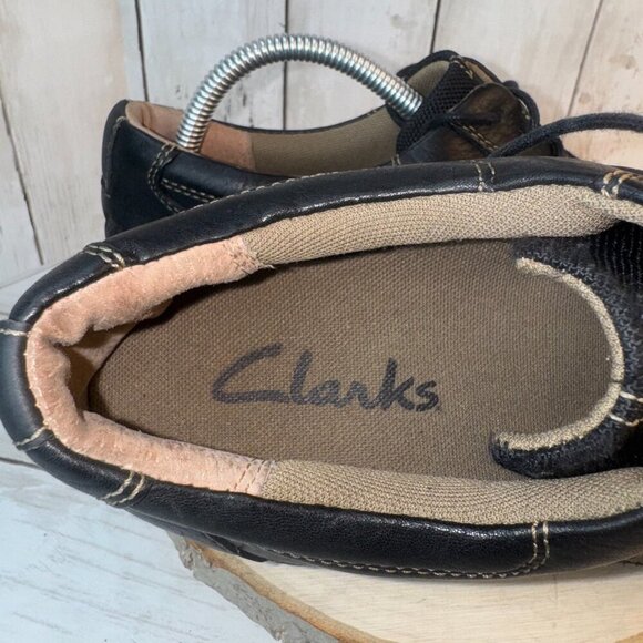 Clarks Mens Oxford Black Leather Lace Up Casual Shoes Size 8 M - Picture 7 of 8